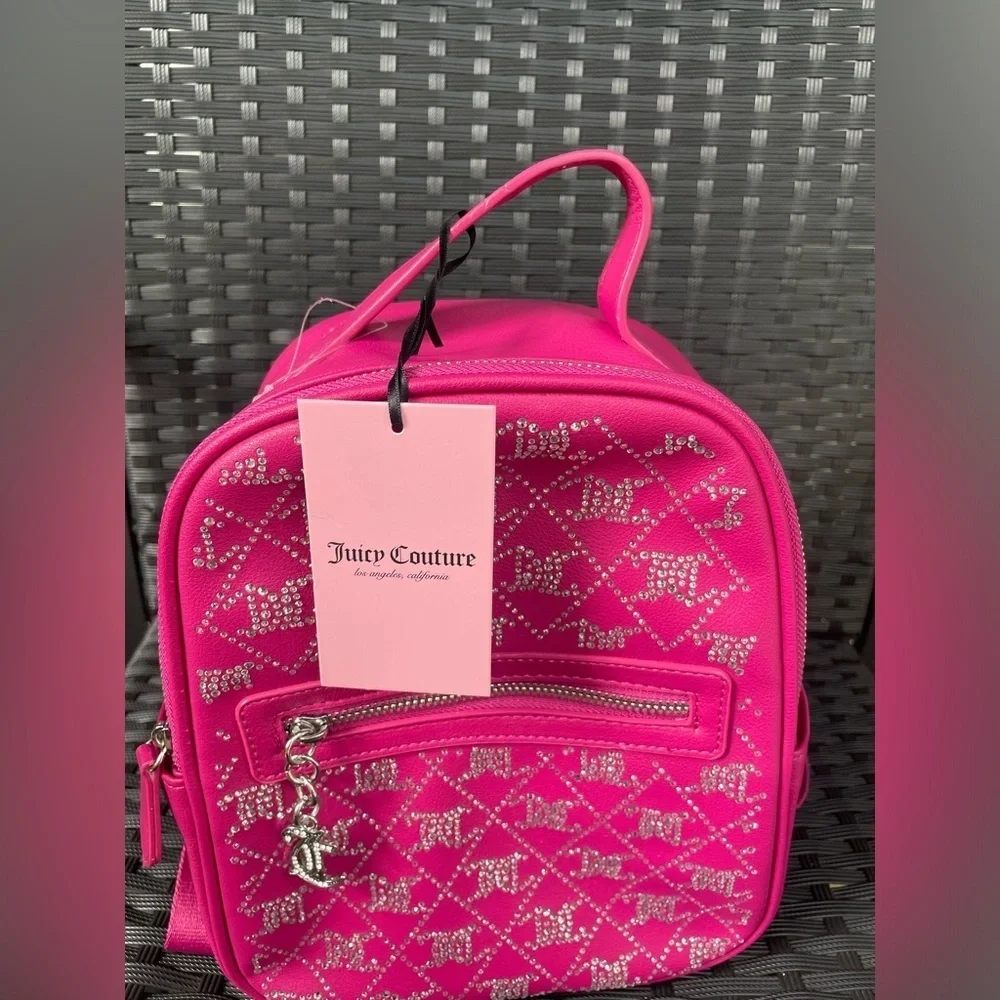 Juicy Couture Backpack,Juicy Couture Pink Backpack with Silver Accents
